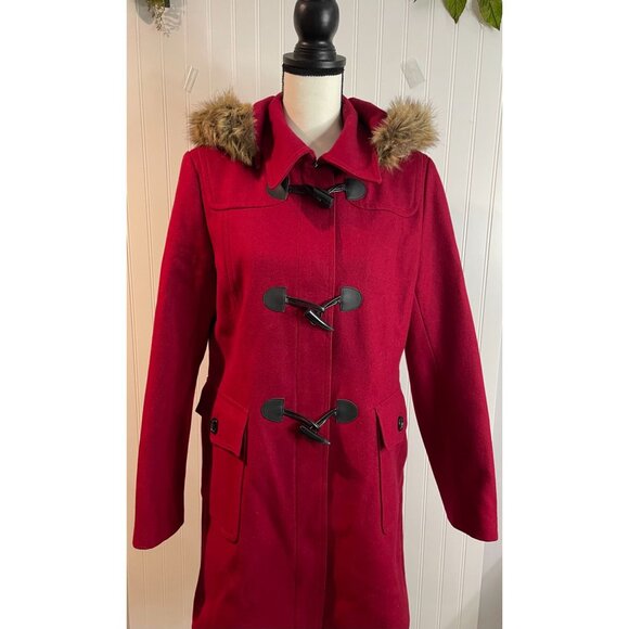 Tommy Hilfiger Red Faux Fur Hooded Jacket M - Picture 5 of 16